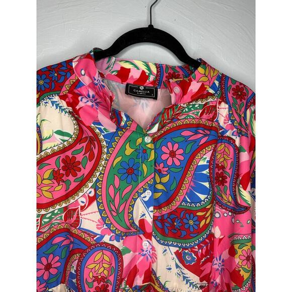 Camellia by Affection Floral Paisley Dress Size Small Spring Flowy Knee Length - Picture 3 of 6